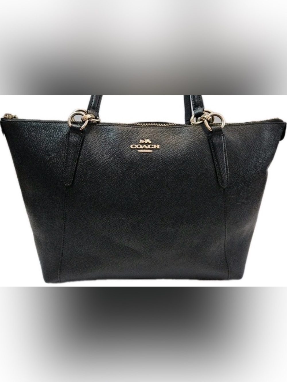 Coach EUC Black Leather Ava Tote with Gold Hardware